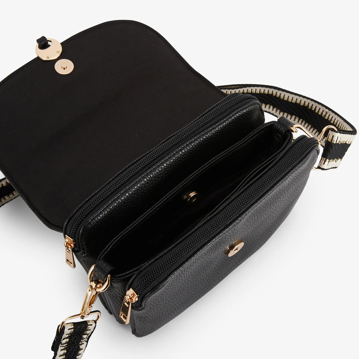 Petit sac noir avec bandoulière à motif géométrique - Image 4
