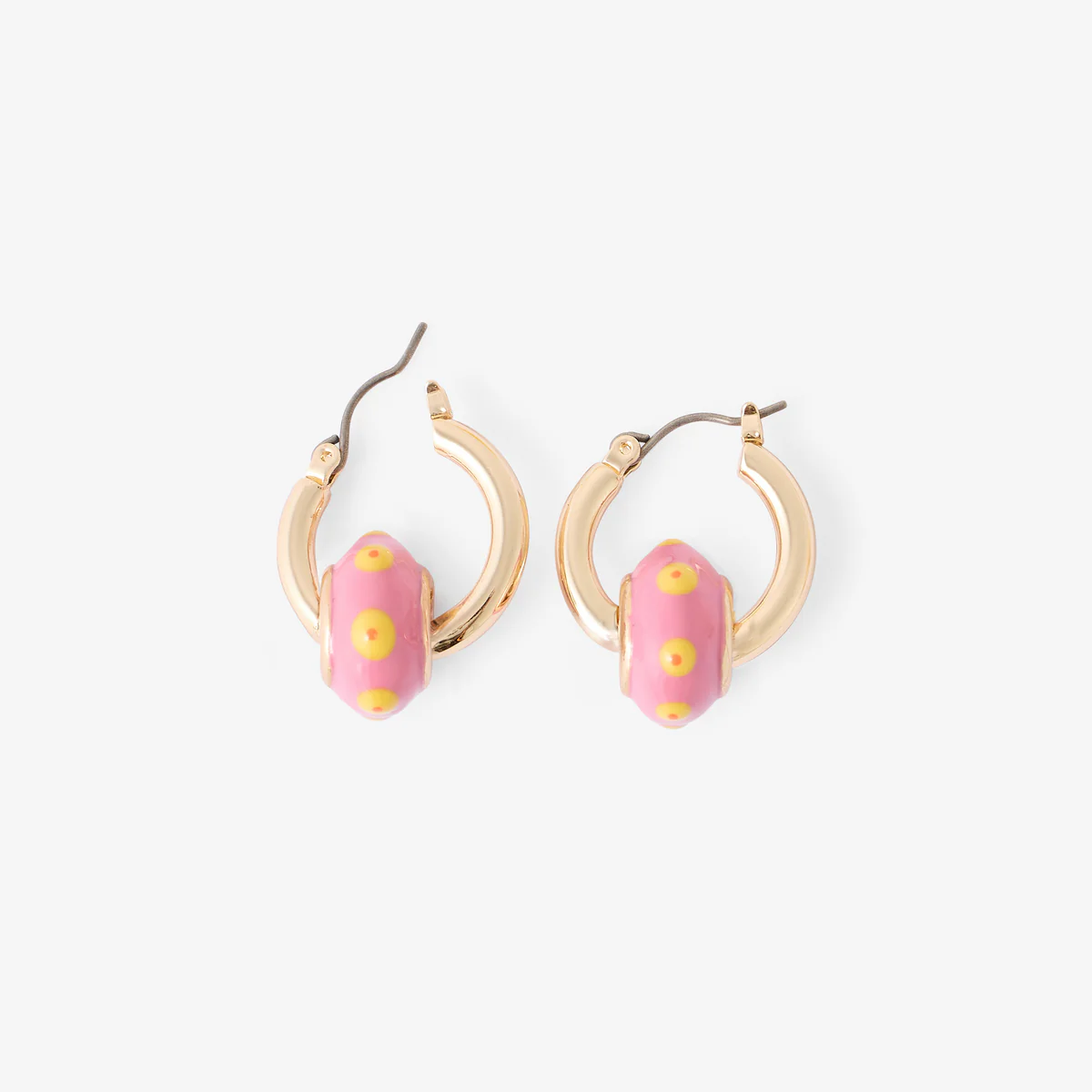 Petites créoles avec perles roses et jaunes - Image 2