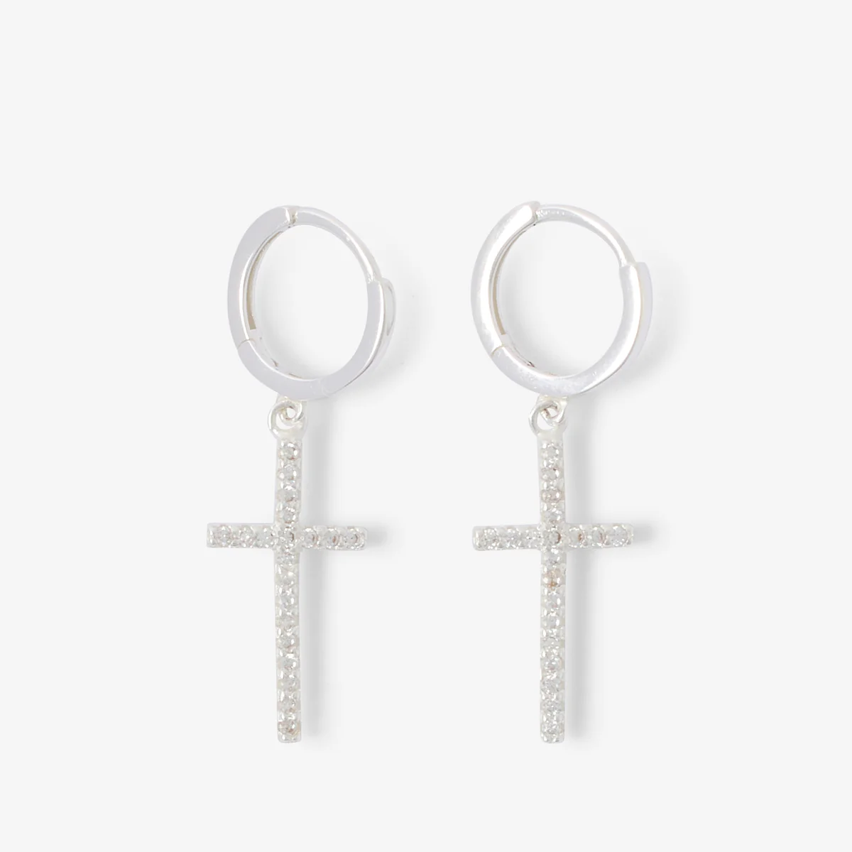 Petites créoles pendentif croix en argent garanti