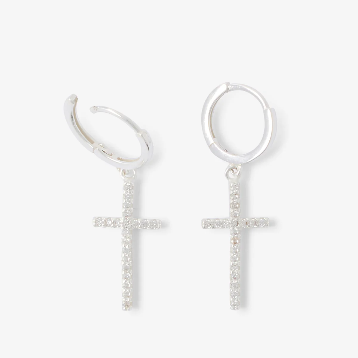 Petites créoles pendentif croix en argent garanti - Image 2