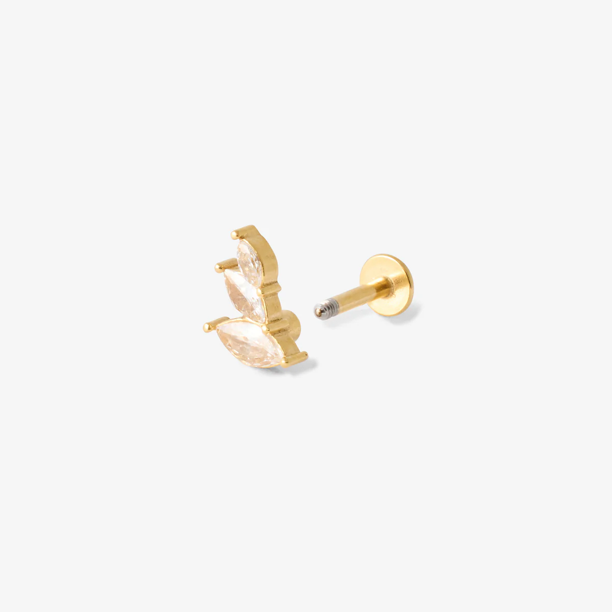 Piercing helix/tragus 3 navettes en acier chirurgical doré - Image 2