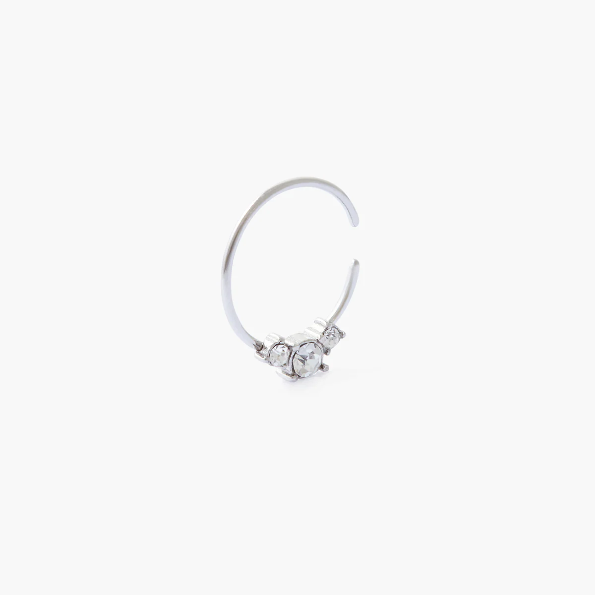 Piercing helix/tragus anneau 10 mm acier chirurgical et strass - Image 2