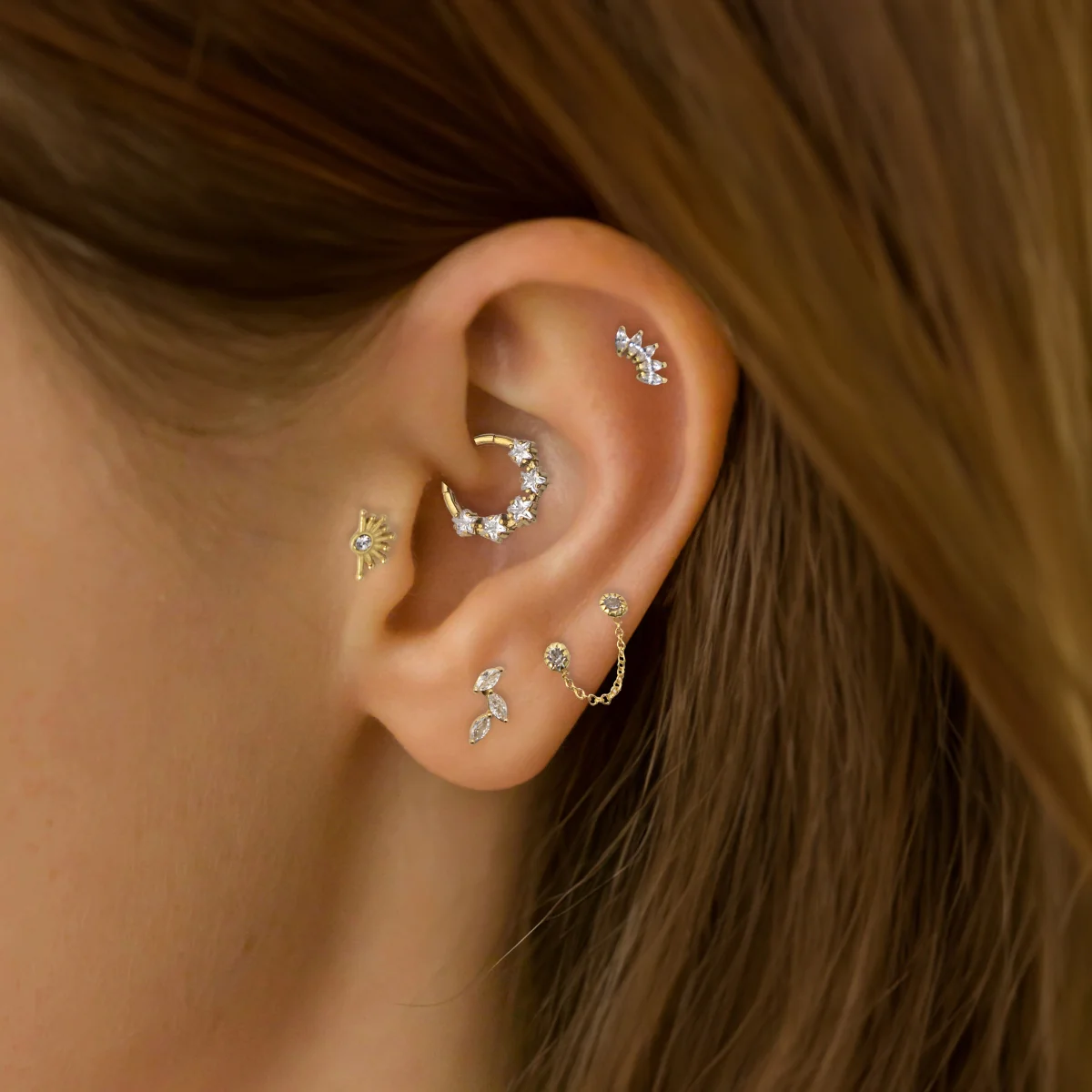 Piercing hélix/tragus anneau en acier chirurgical et zirconium - Image 2
