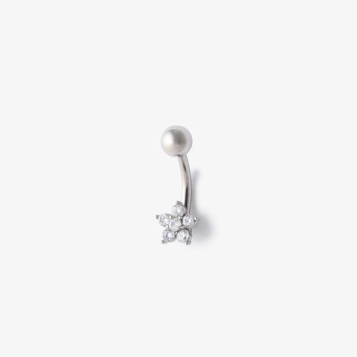 Piercing nombril fleur en acier inoxydable avec strass de zirconium - Image 2