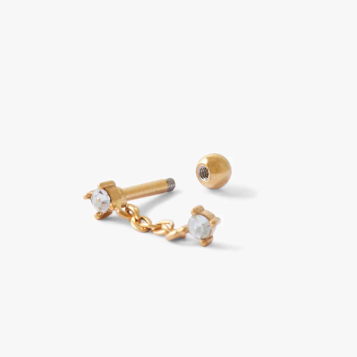 Piercing stud helix/tragus avec chainette et strass - Image 2