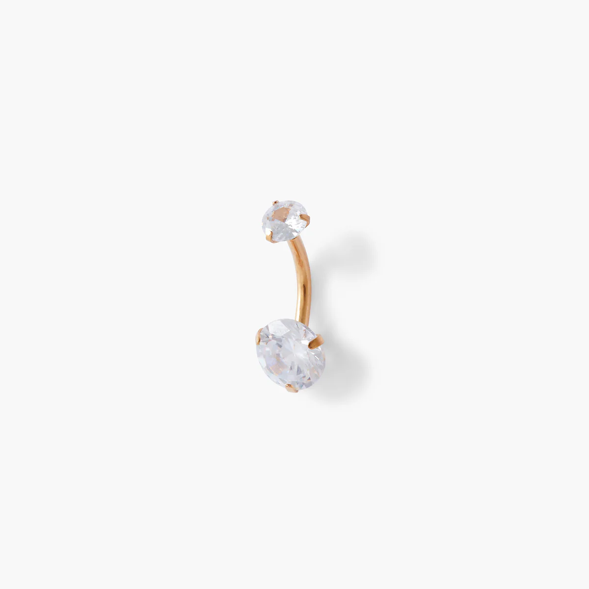 Piercing stud pour nombril doré double strass de zirconium - Image 2