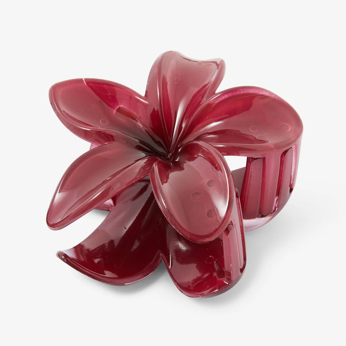 Pince à cheveux fleur tropicale bordeaux - Image 3