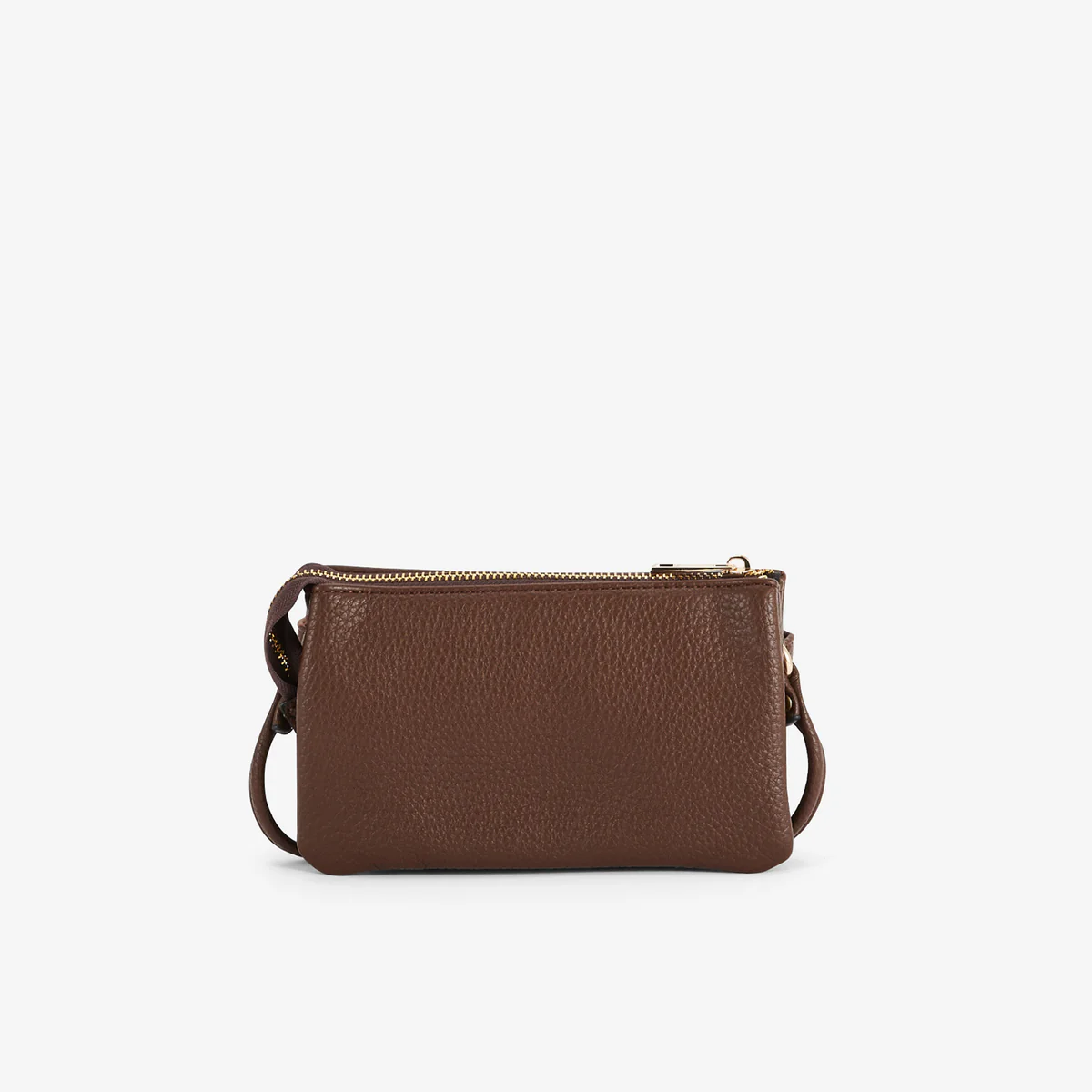 Pochette à bandoulière effet grainé marron - Image 3