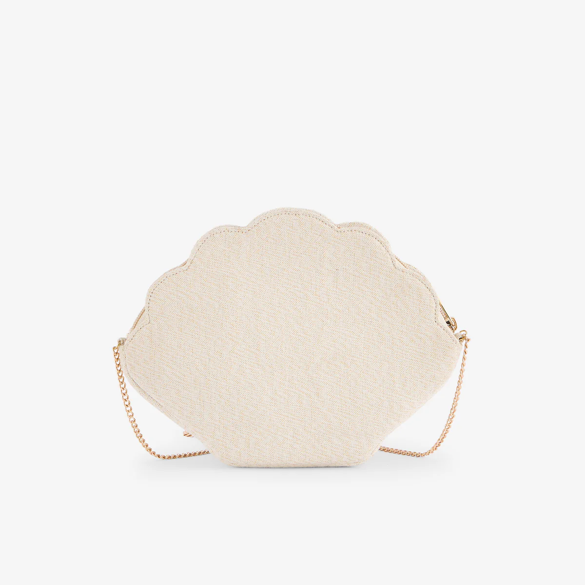 Pochette coquillage en perles de rocaille ivoire et dorées - Image 4