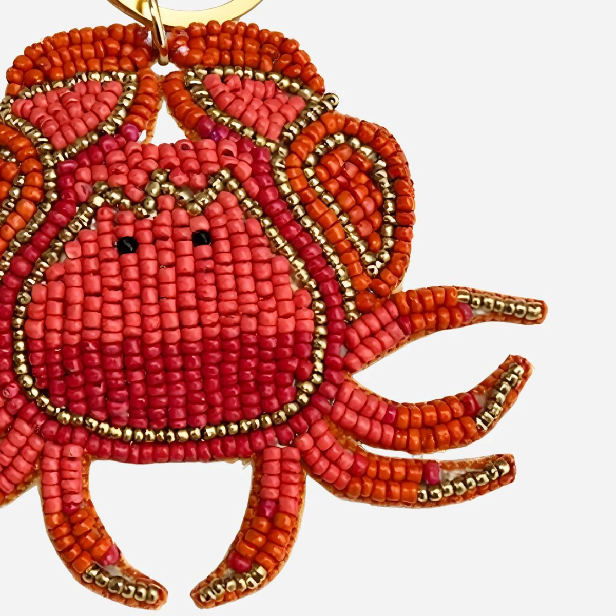 Porte-clé crabe en perles de rocaille orange - Image 2