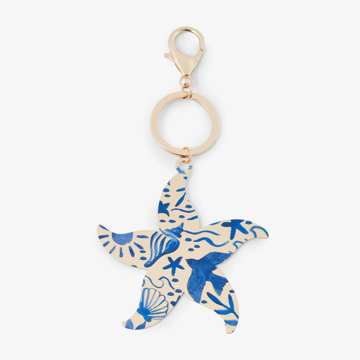 Porte-clés étoile de mer imprimé bleu