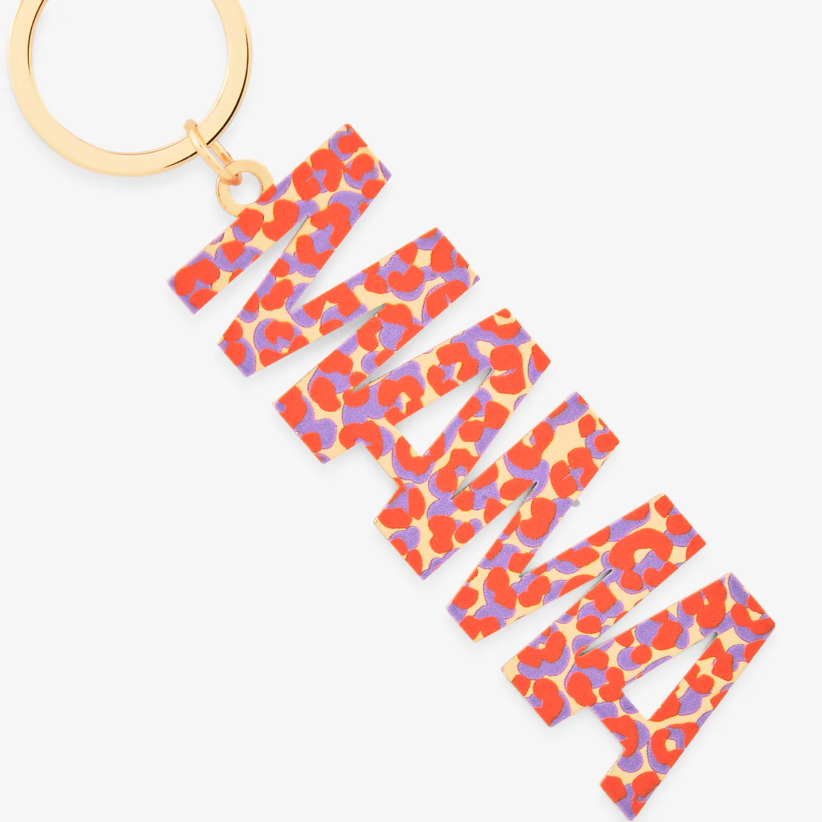 Porte-clés Mama imprimé léopard orange et violet - Image 3