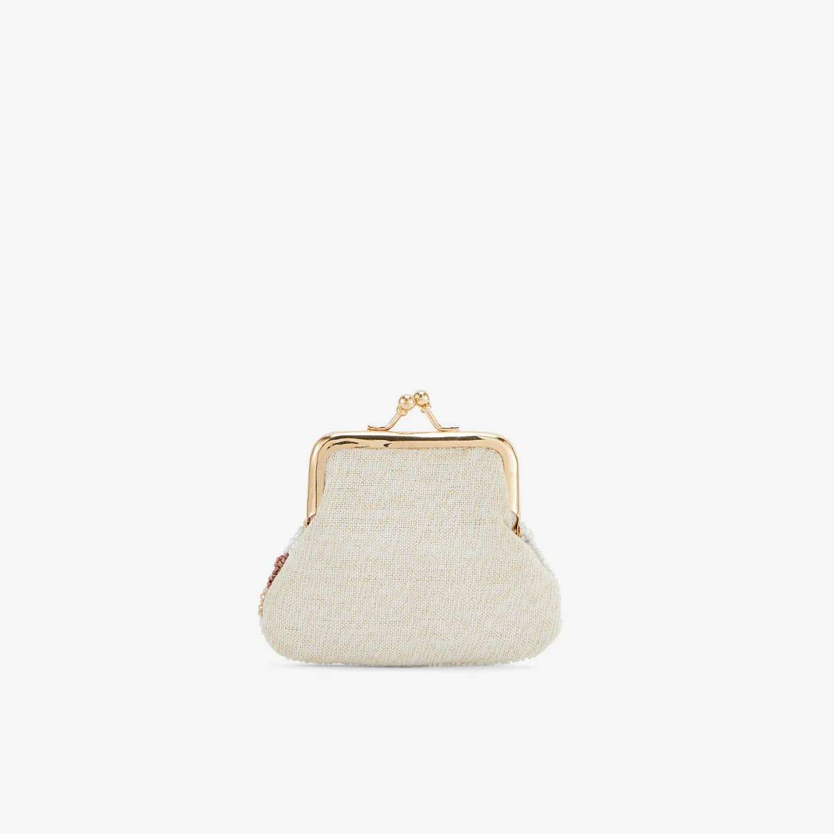 Porte monnaie perles de rocaille marron et blanc - Image 4