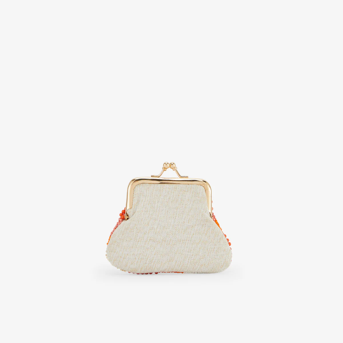 Porte monnaie perles de rocaille orange et blanc - Image 4