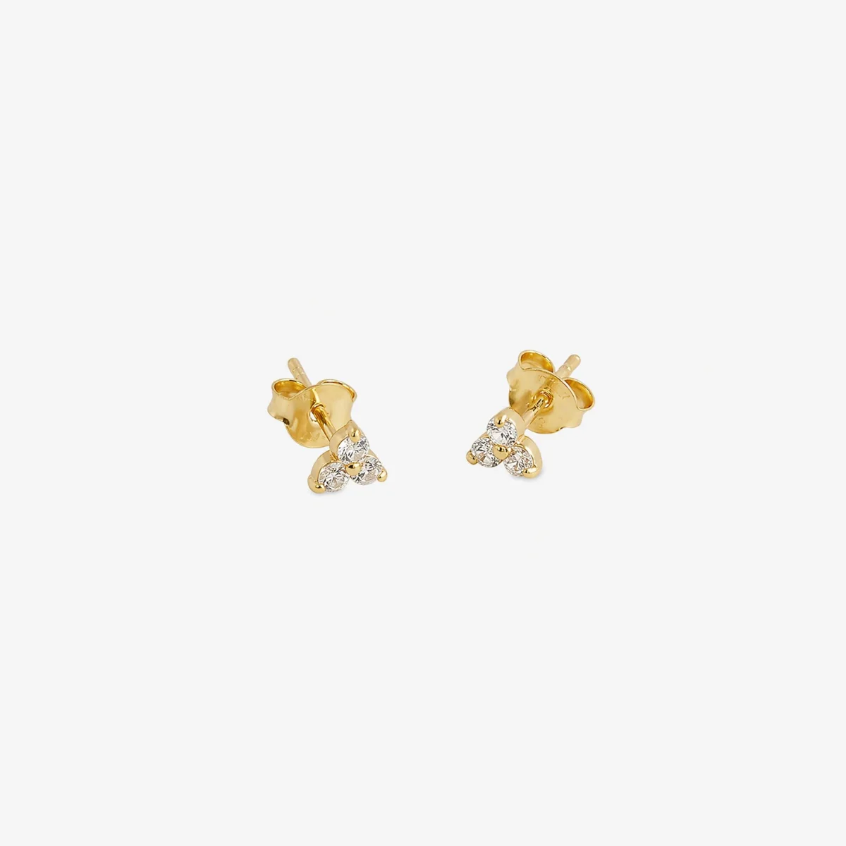 Puces d'oreilles 3 zircons - argent 925 doré - Image 2