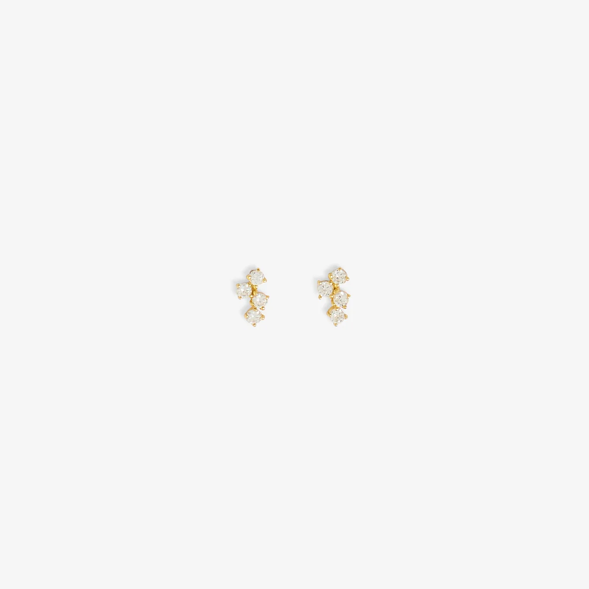 Puces d'oreilles 4 zircon - argent 925 doré