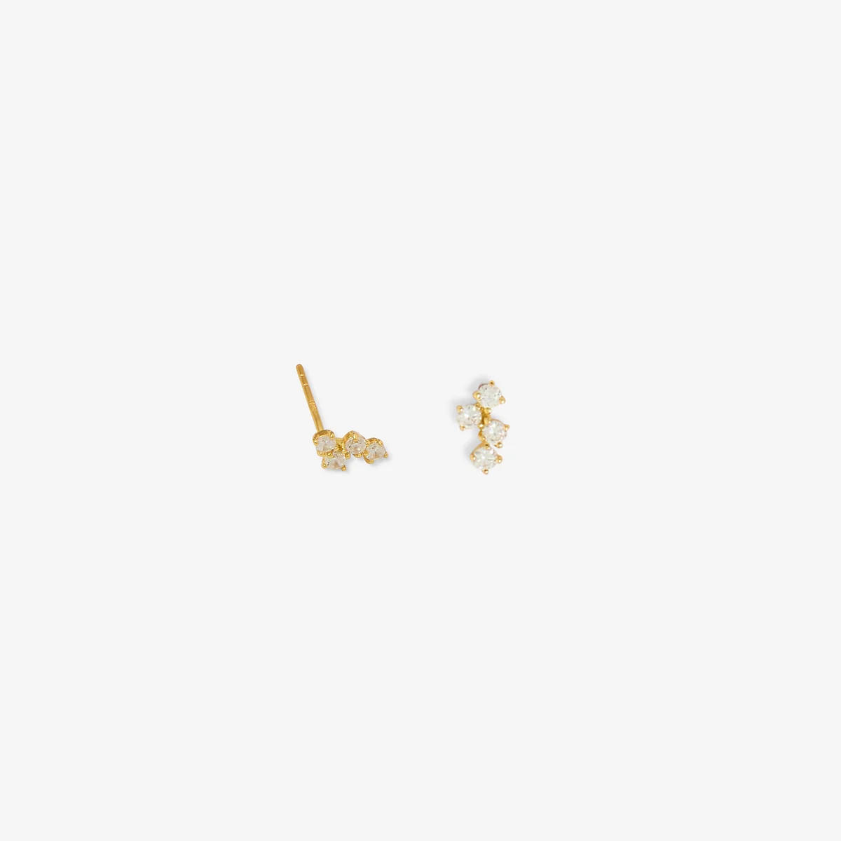 Puces d'oreilles 4 zircon - argent 925 doré - Image 2