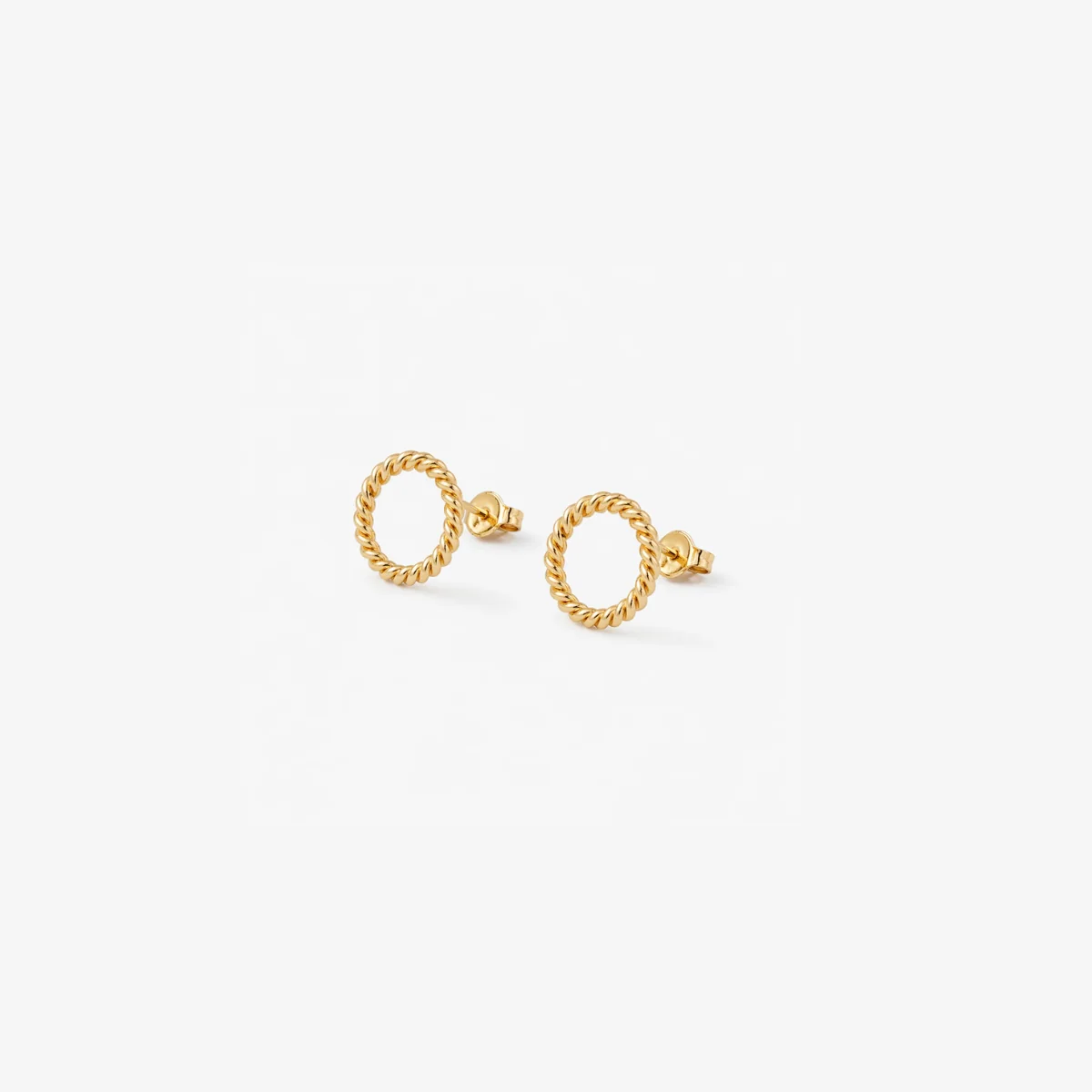 Puces d'oreilles cercles torsadés argent 925 doré - Image 2