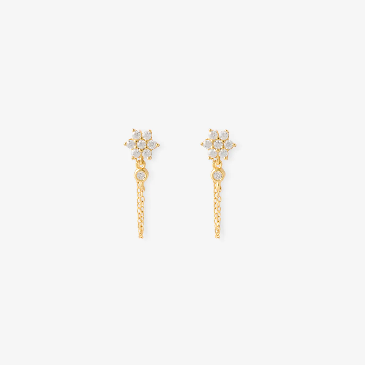 Puces d'oreilles chaine avec zirconium en argent garanti