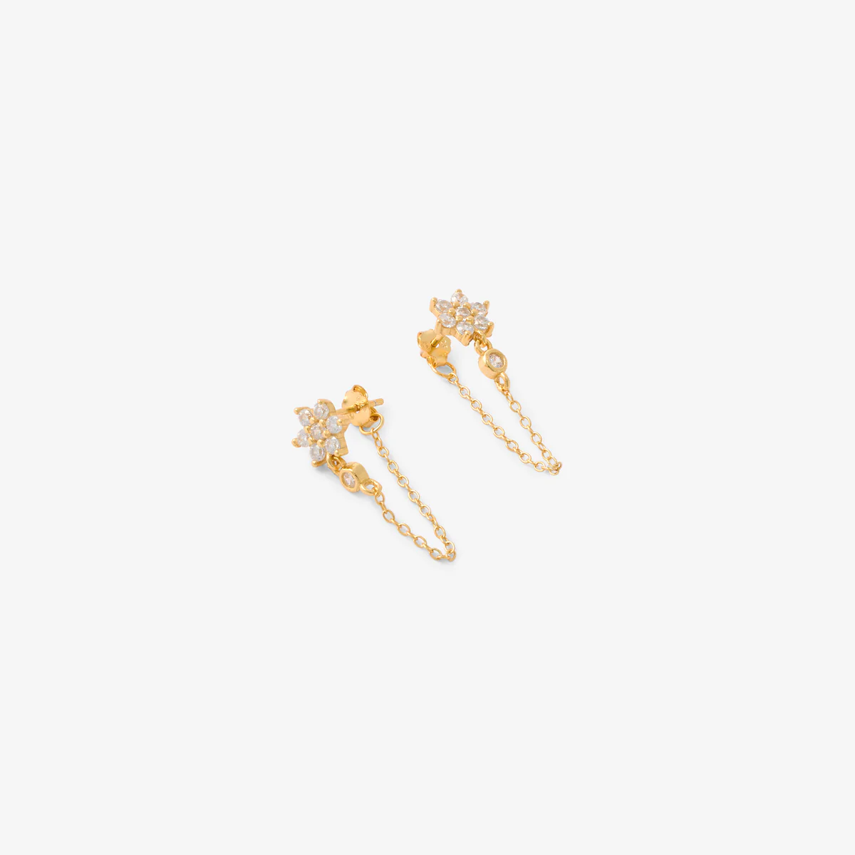 Puces d'oreilles chaine avec zirconium en argent garanti - Image 2