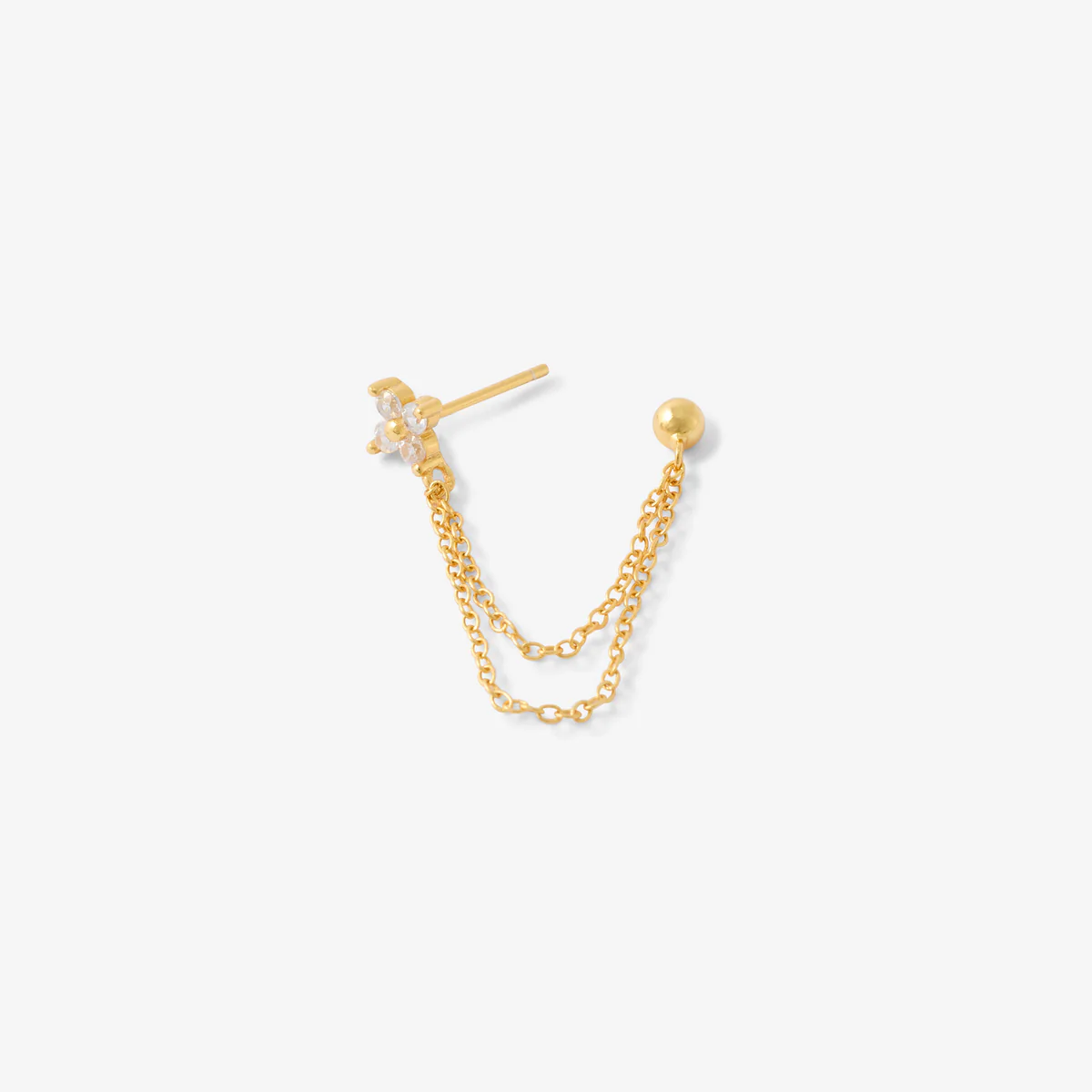 Puces d'oreilles fleur avec zirconium en argent garanti - Image 2