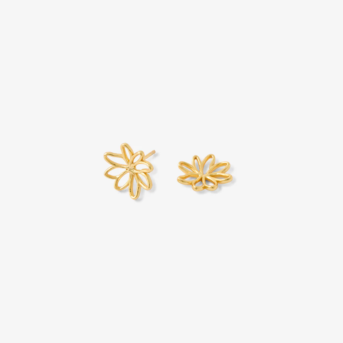 Puces d'oreilles fleur filaire en argent garanti doré - Image 2