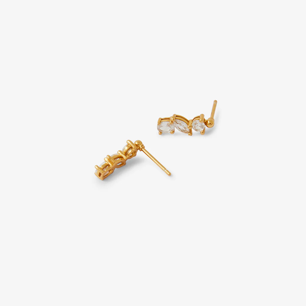 Puces d'oreilles navettes de zircon - argent garanti 925 - Image 2