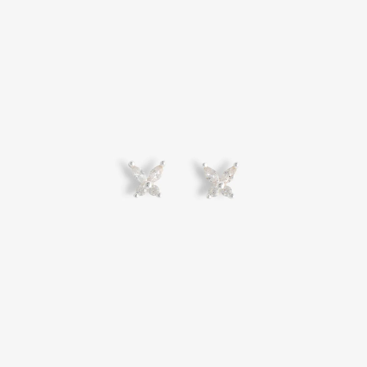 Puces d'oreilles papillon avec zirconium en argent garanti