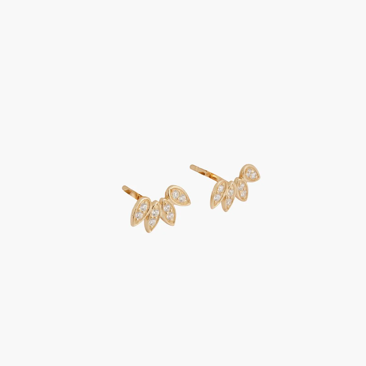 Puces d'oreilles pétales de zircon - argent 925 doré - Image 2