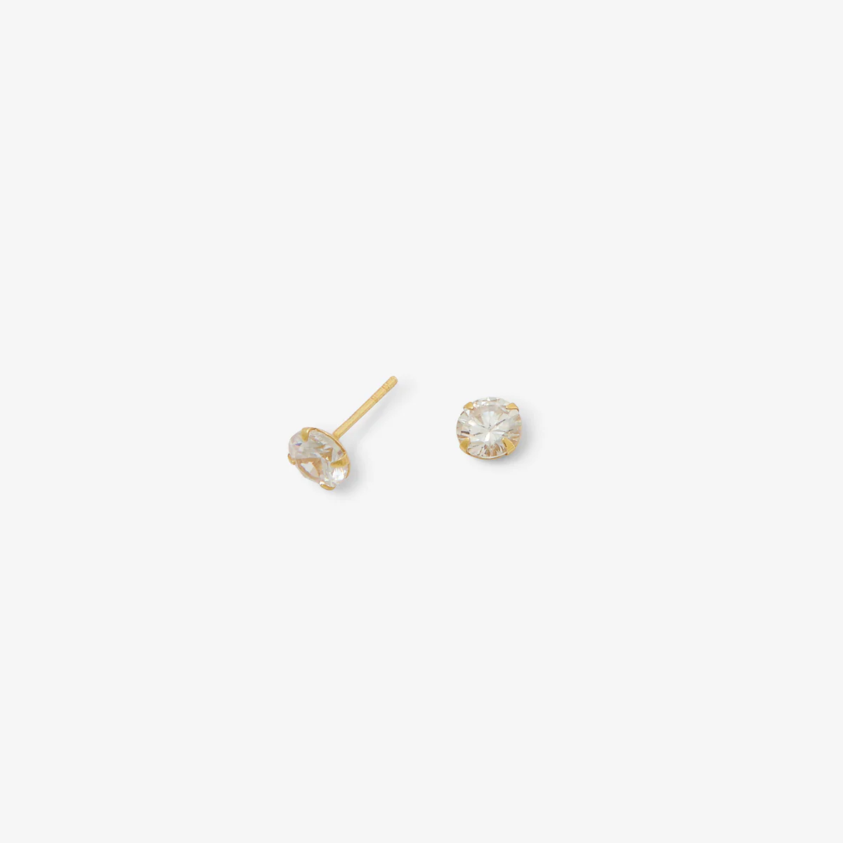 Puces d'oreilles zircon 6 mm - argent 925 doré - Image 2