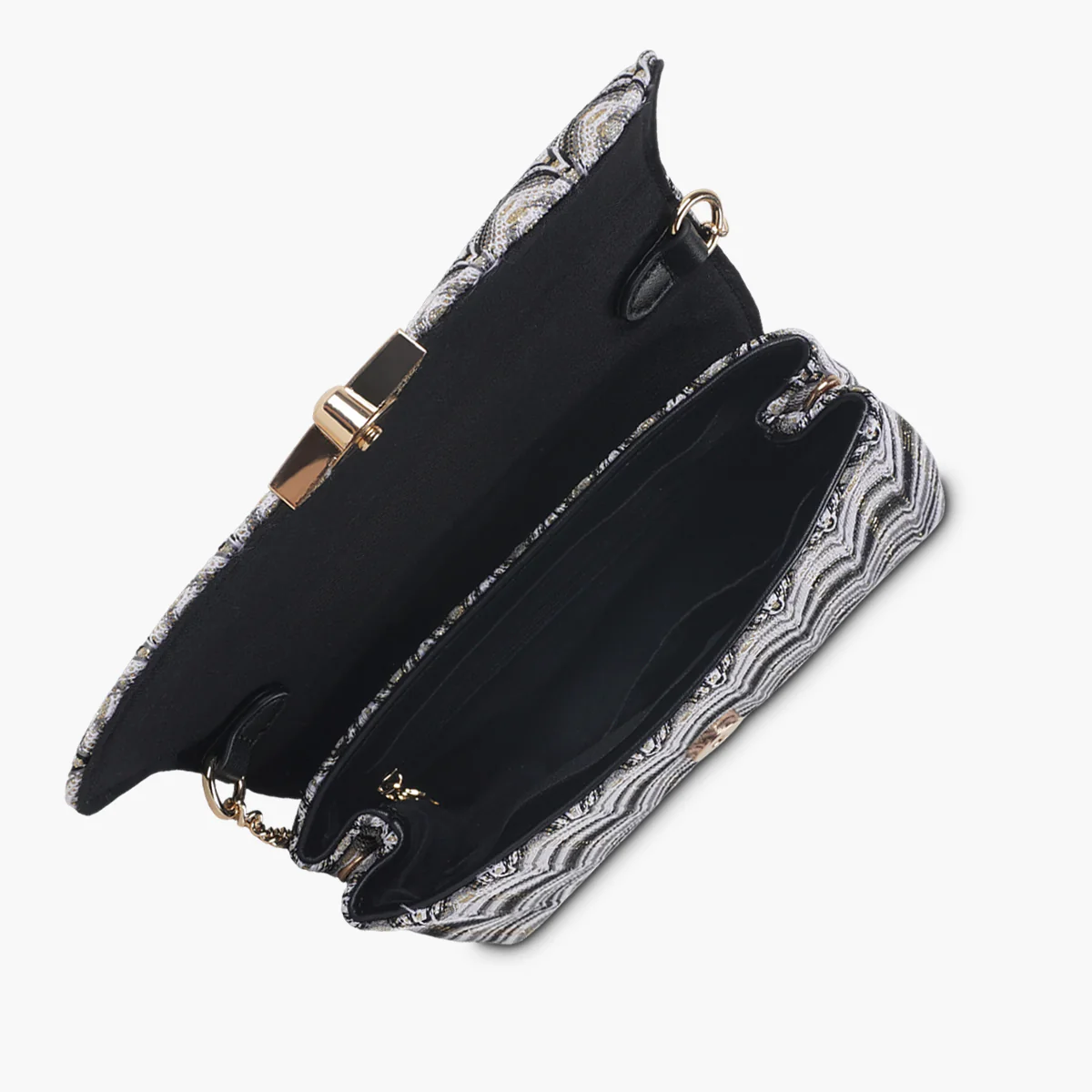 Sac à bandoulière à motif géométrique noir et blanc - Image 4