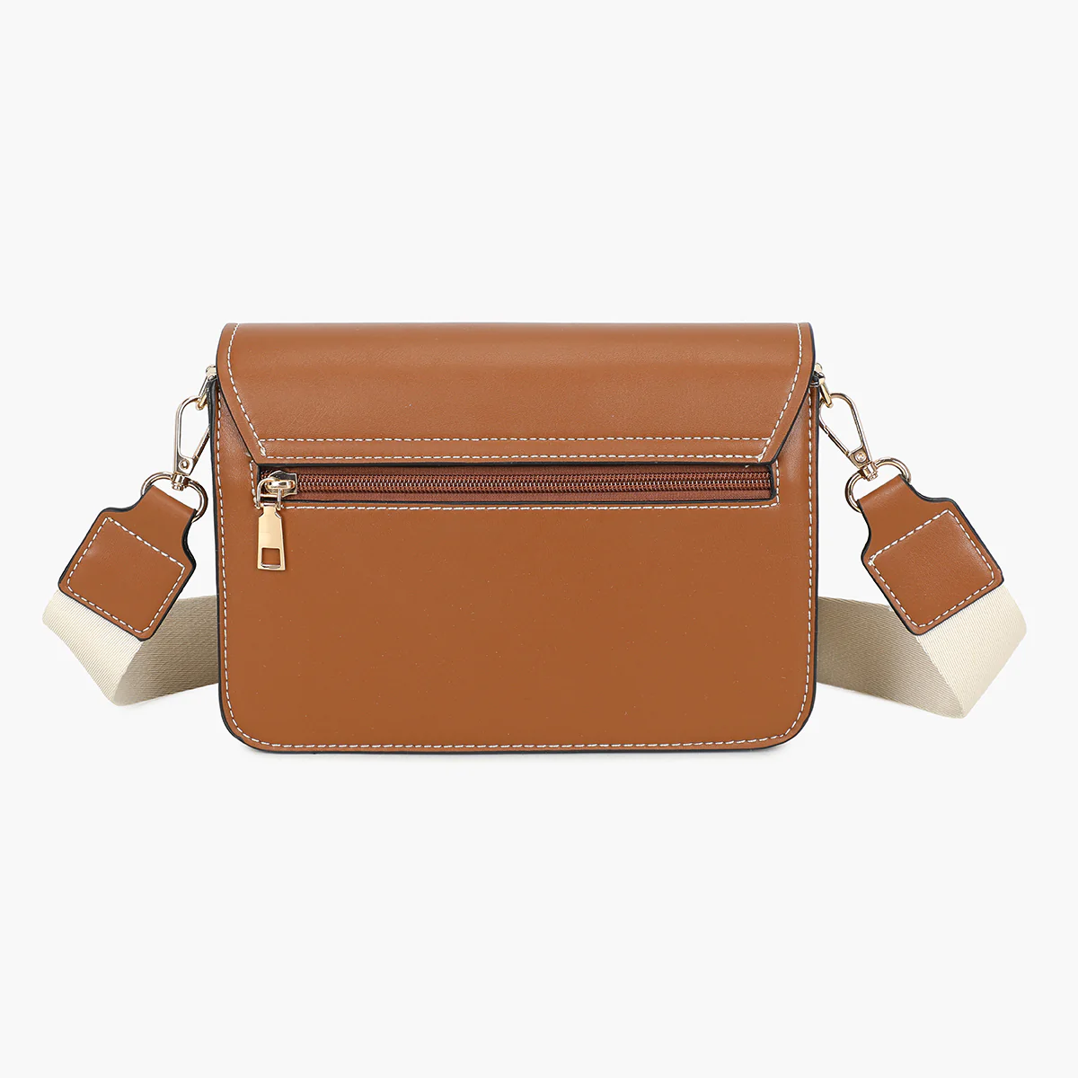 Sac à bandoulière bi-matière camel - Image 2
