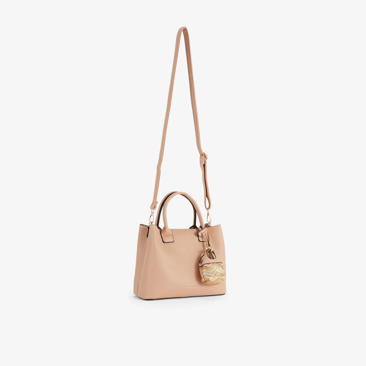 Sac à main grainé nude avec grigri mini sac - Image 4