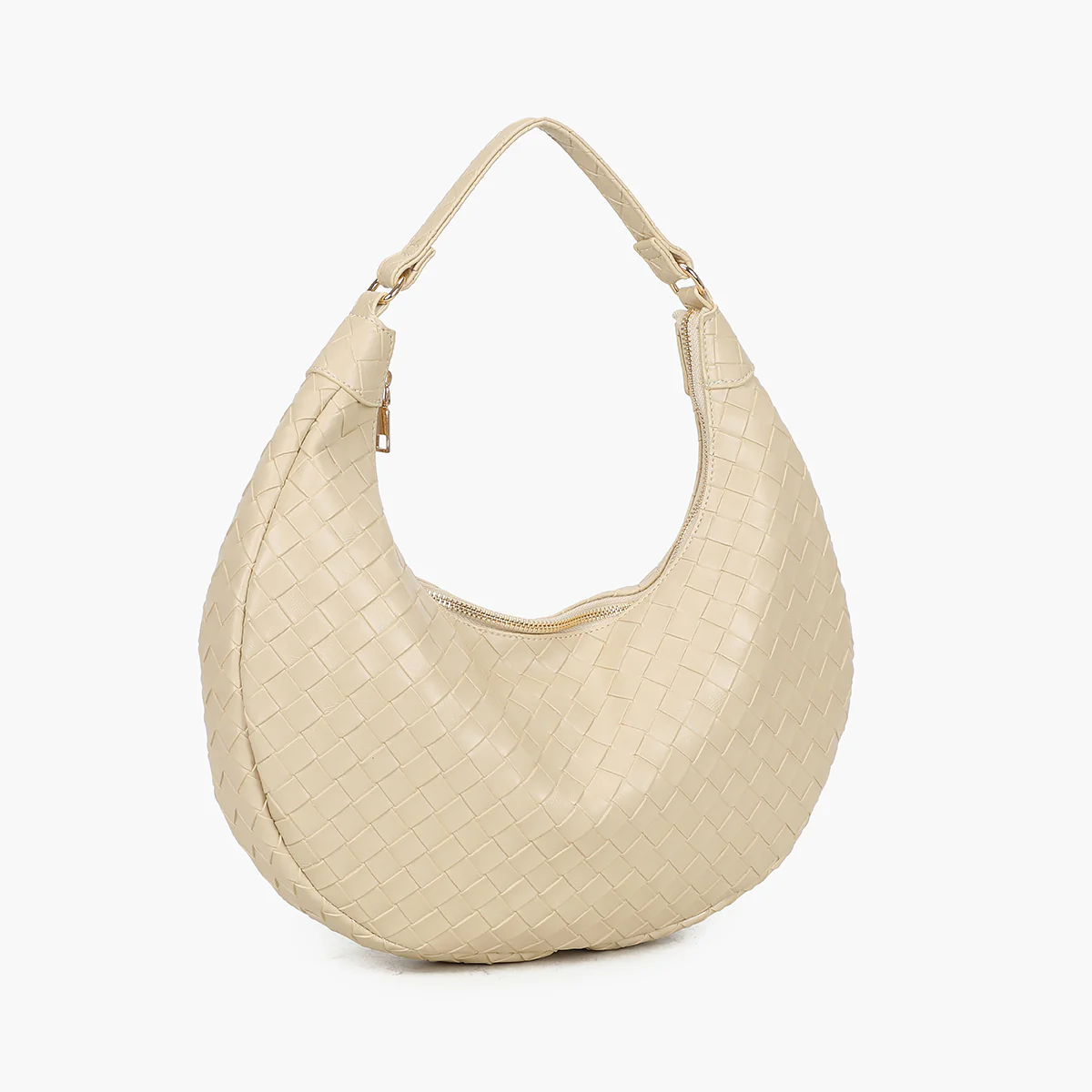 Sac demi-lune tressé écru - Image 3