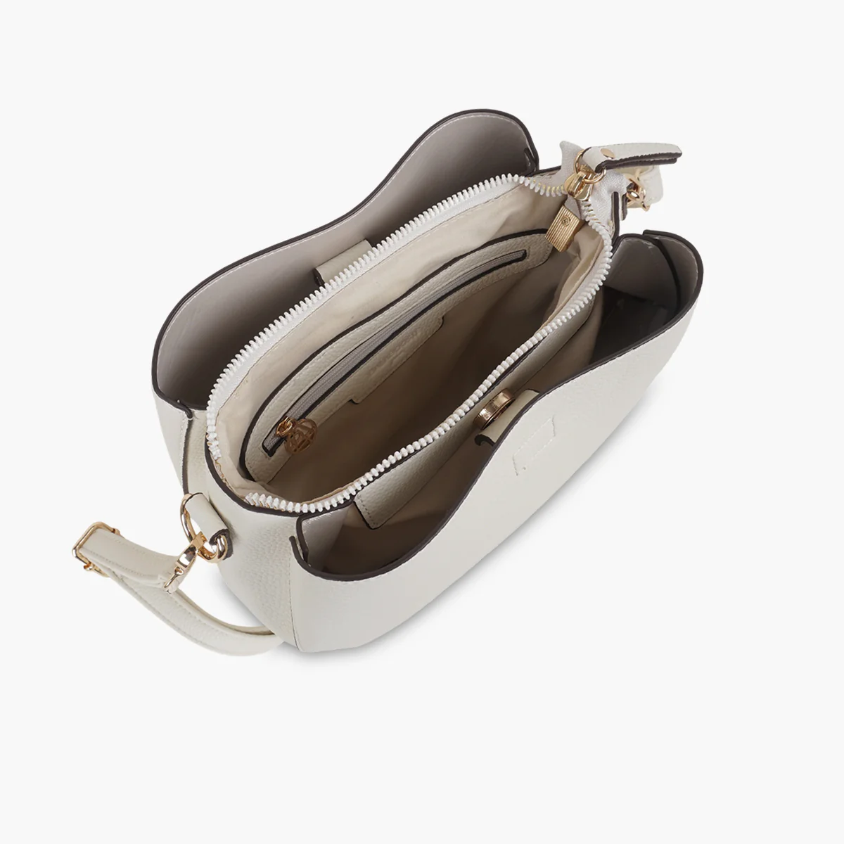 Sac effet grainé blanc à bandoulière à motif - Image 4