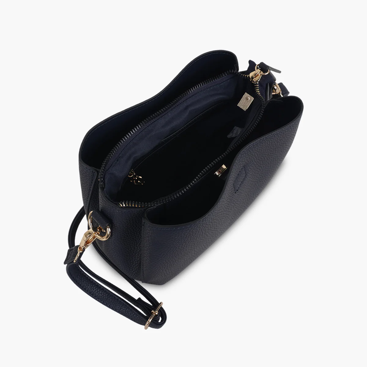 Sac effet grainé bleu marine à bandoulière à motif - Image 4