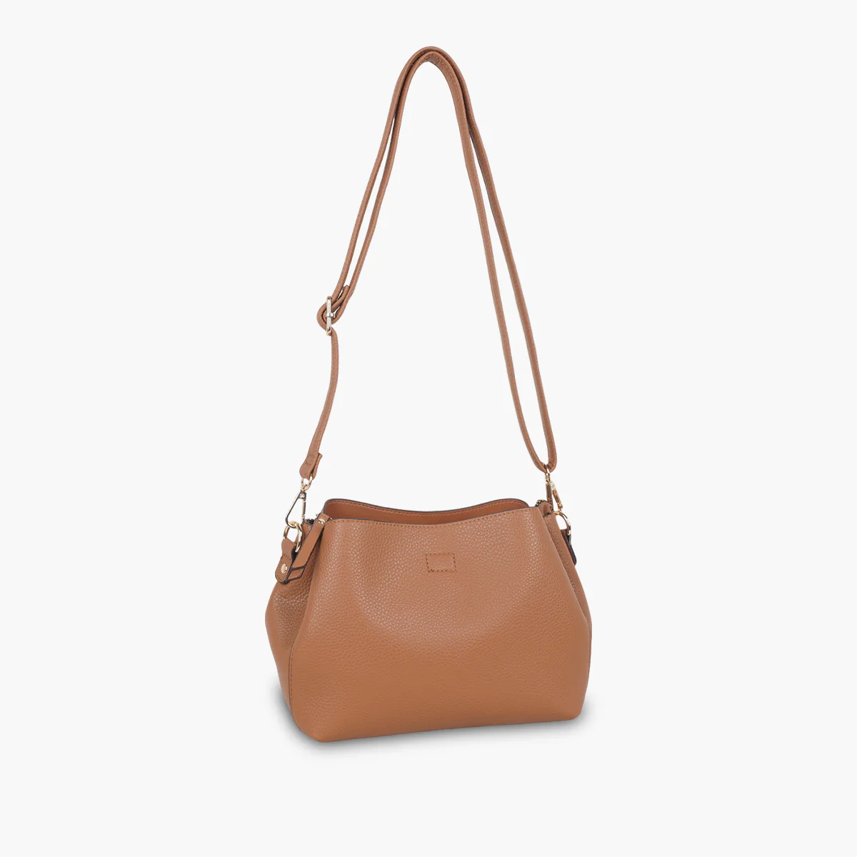 Sac effet grainé camel à bandoulière à motif - Image 3