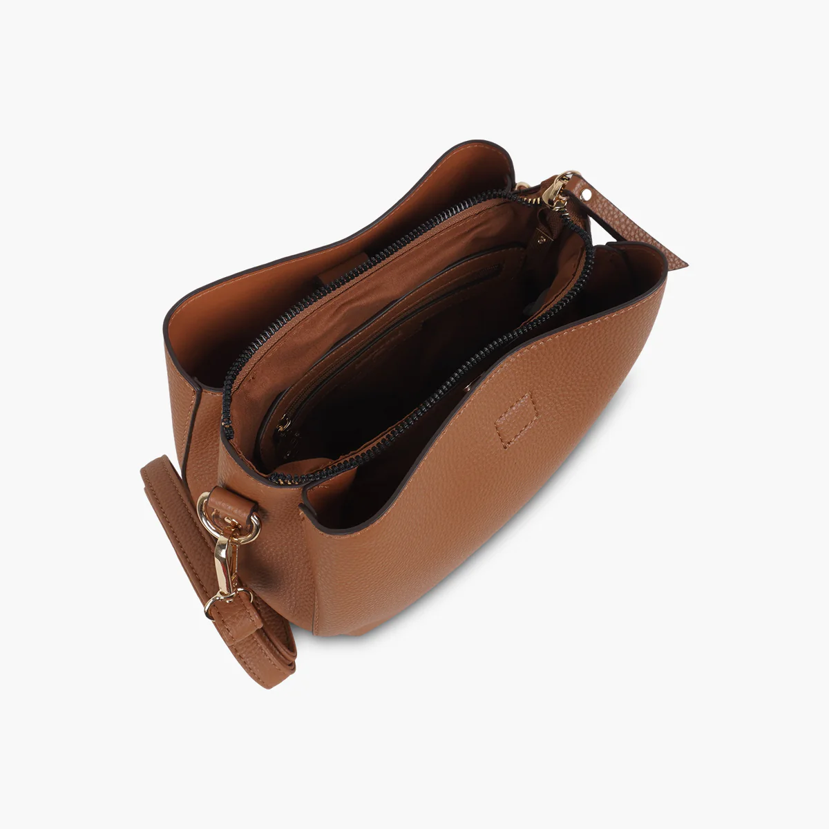 Sac effet grainé camel à bandoulière à motif - Image 4