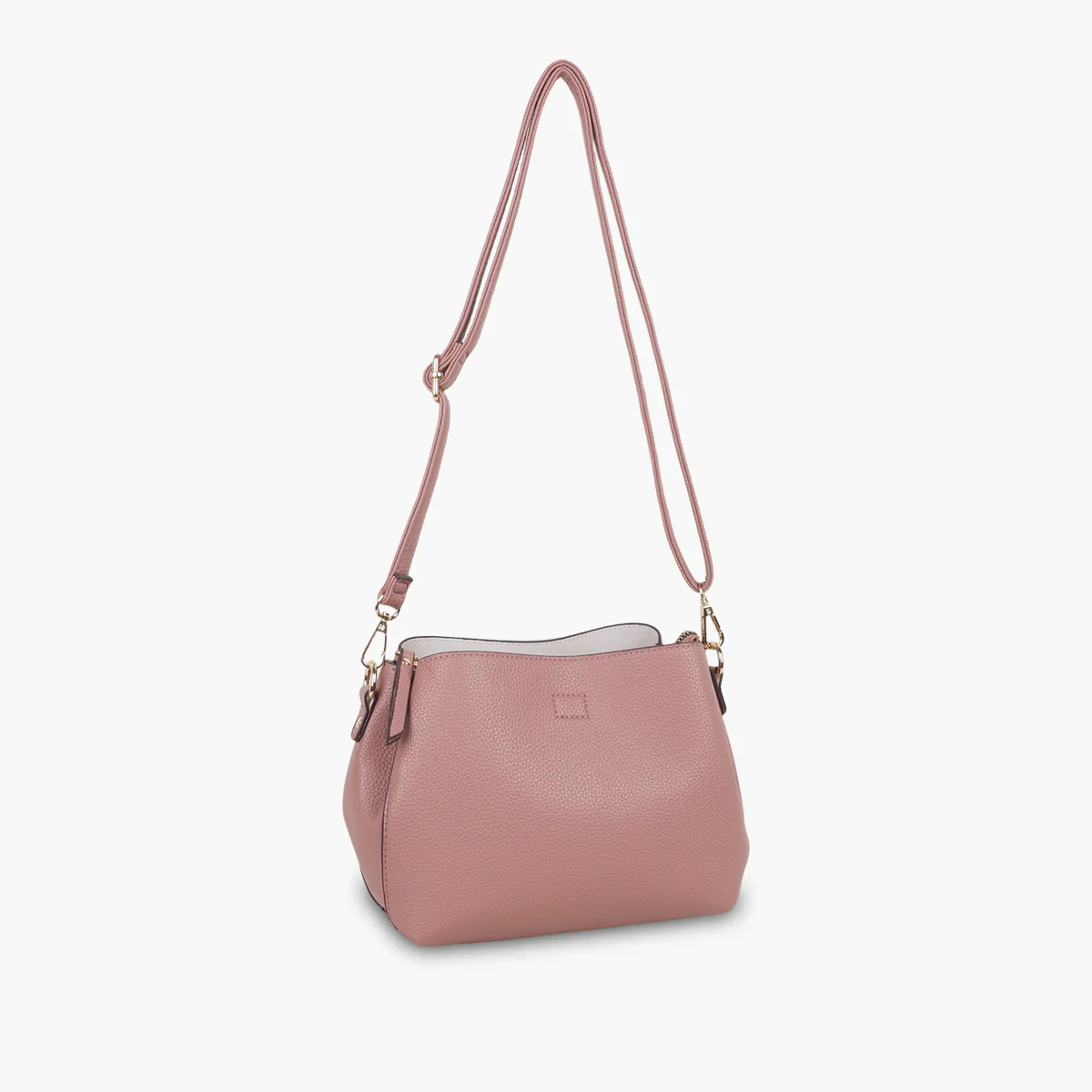 Sac effet grainé rose à bandoulière à motif - Image 3
