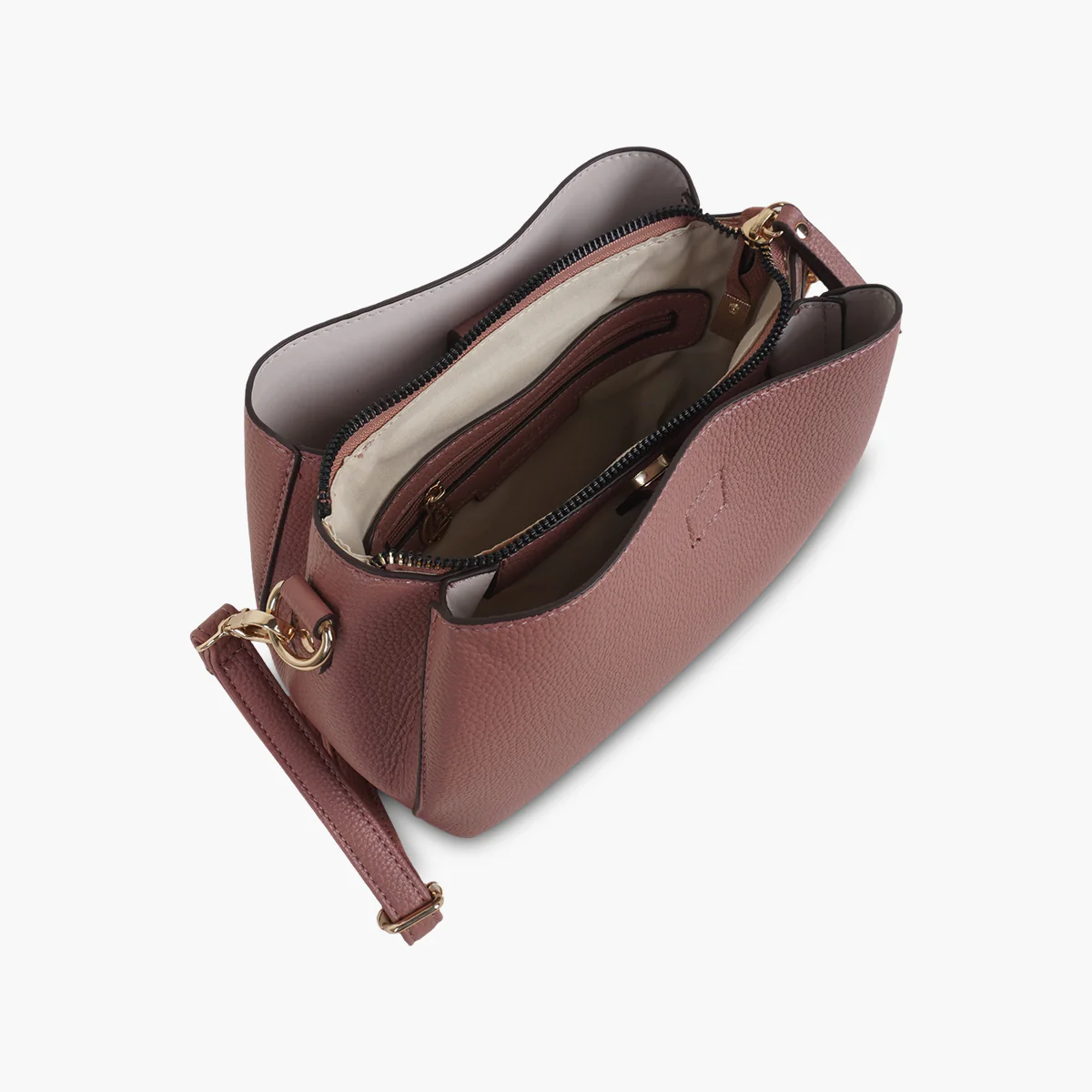 Sac effet grainé rose à bandoulière à motif - Image 4