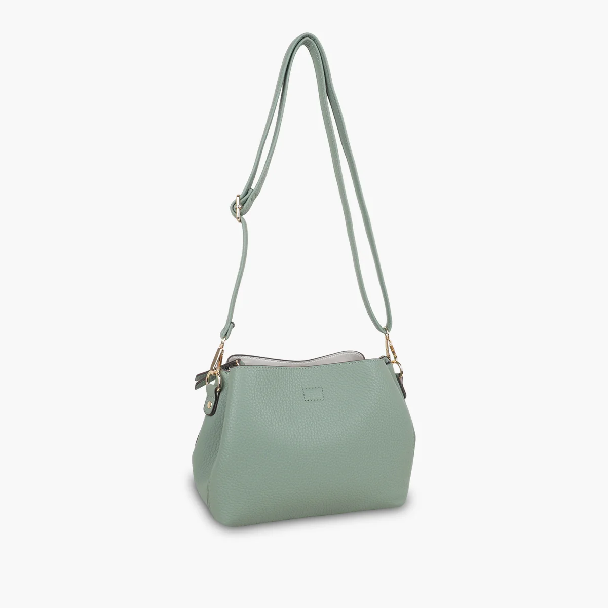 Sac effet grainé vert à bandoulière à motif - Image 4