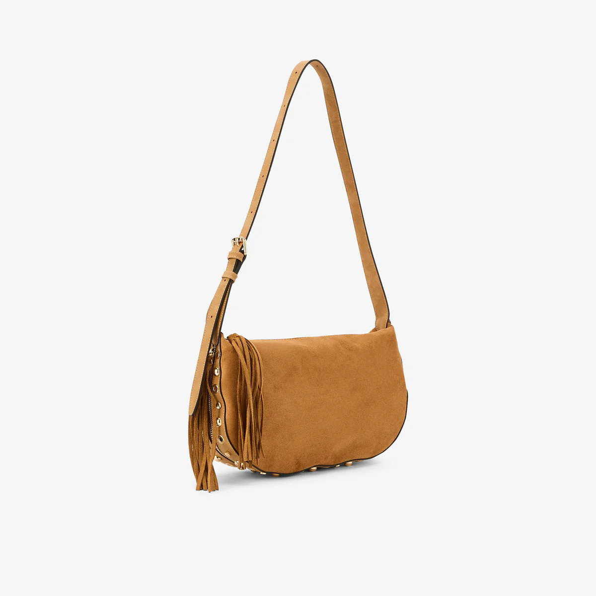 Sac effet suédé camel à franges - Image 3
