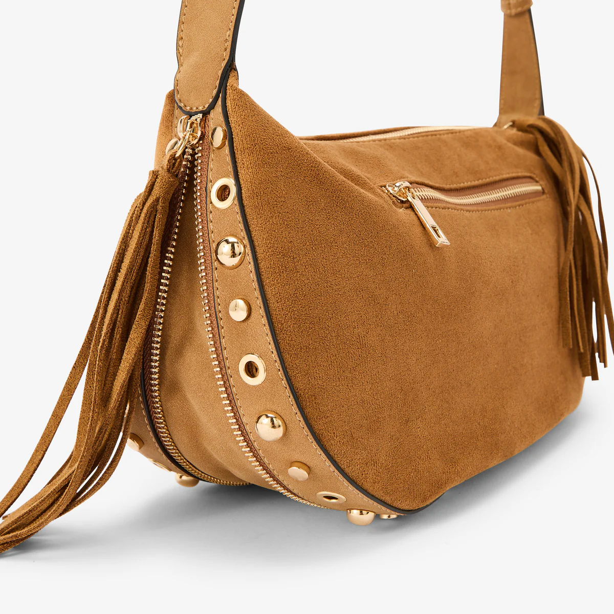 Sac effet suédé camel à franges - Image 5