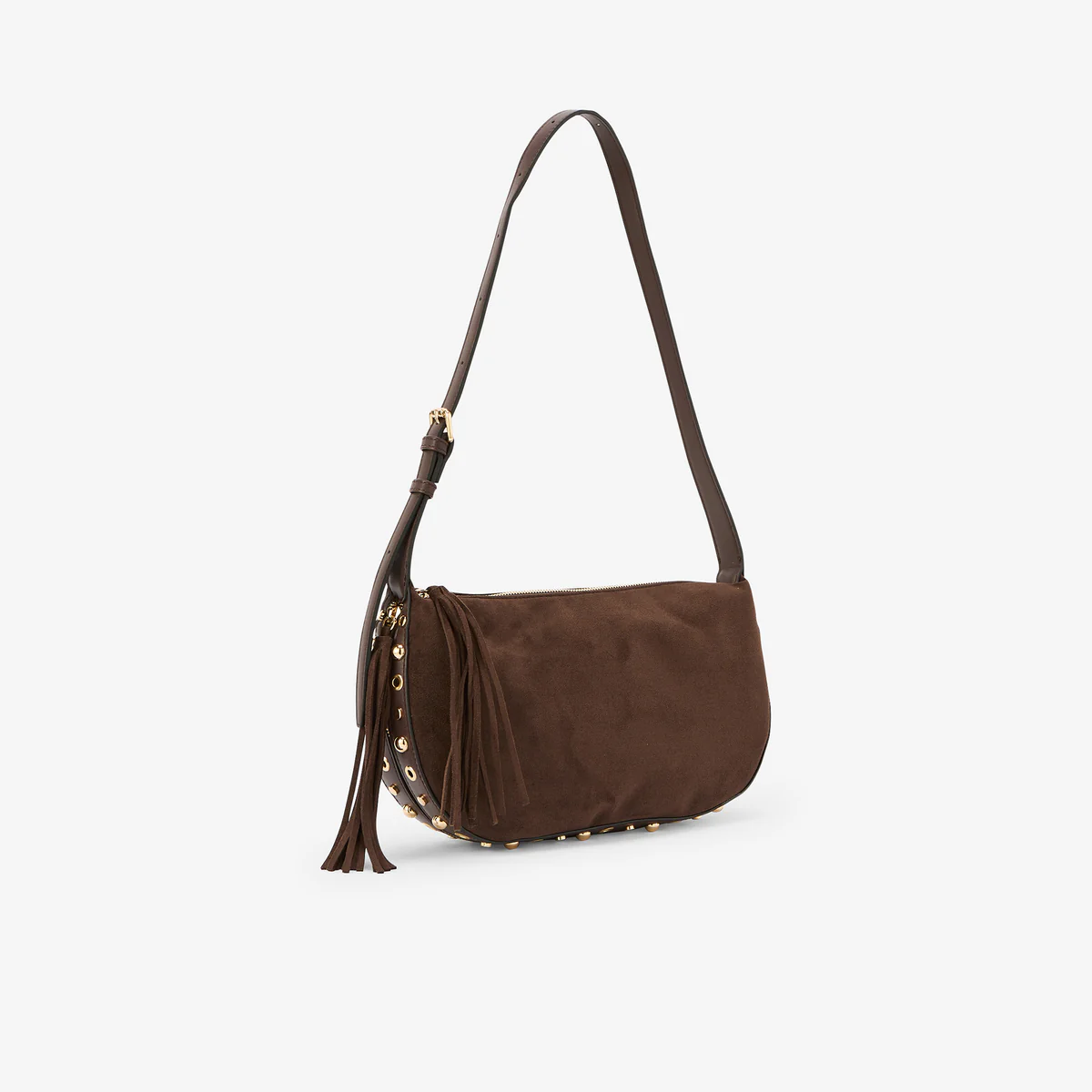 Sac effet suédé marron à franges - Image 3