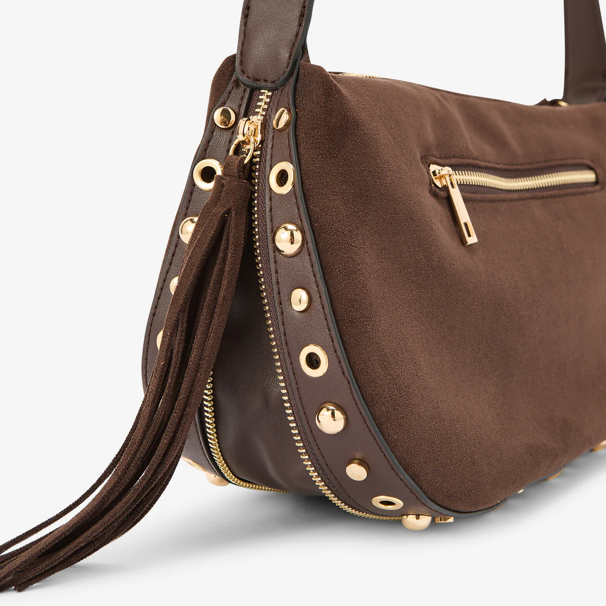 Sac effet suédé marron à franges - Image 5