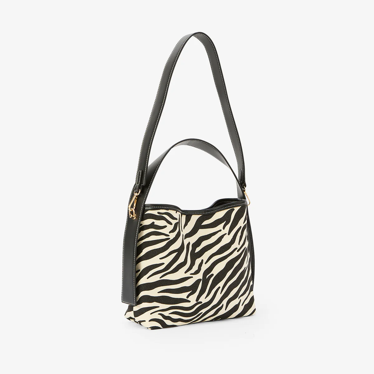 Sac épaule motif zèbre beige et marron - Image 3