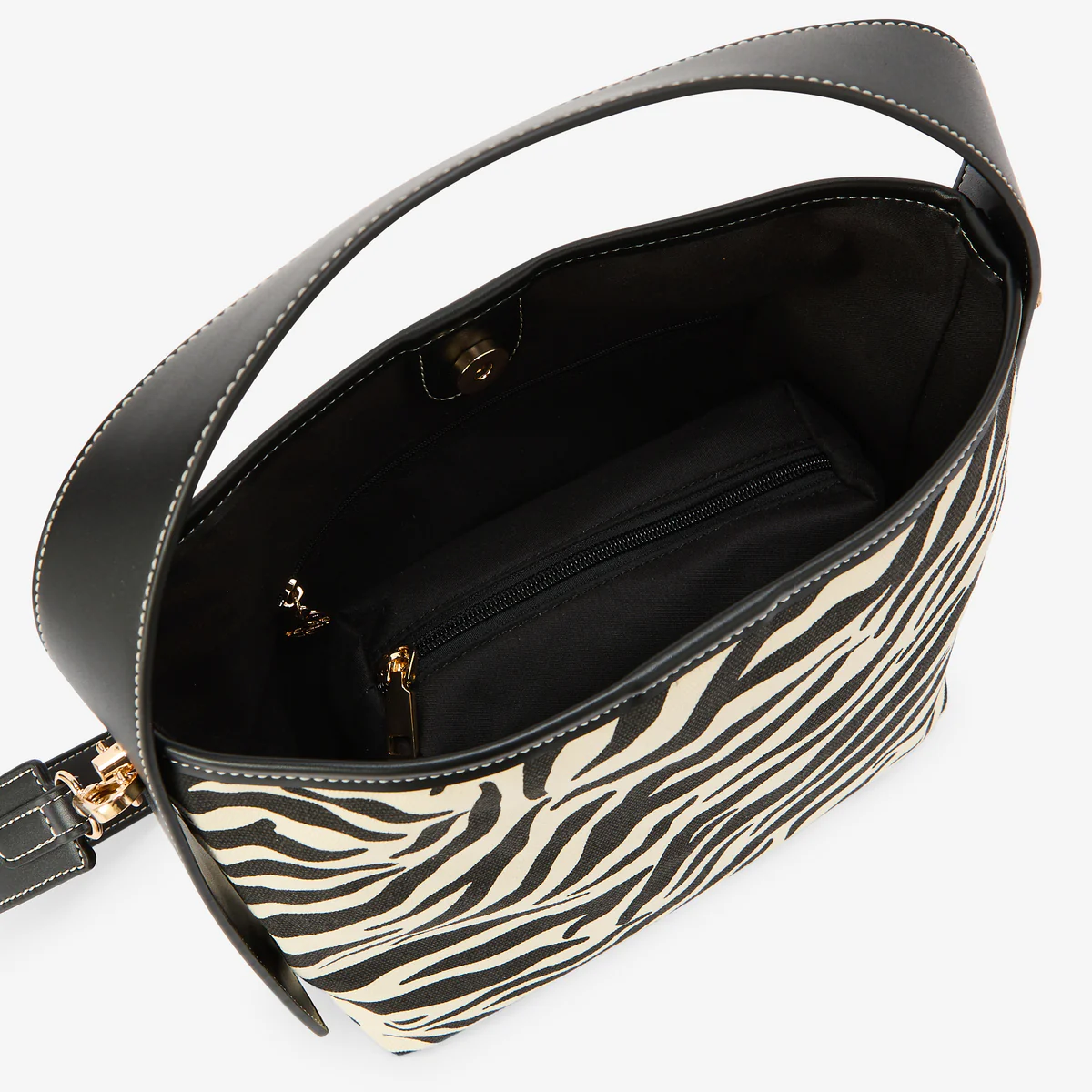 Sac épaule motif zèbre beige et marron - Image 5