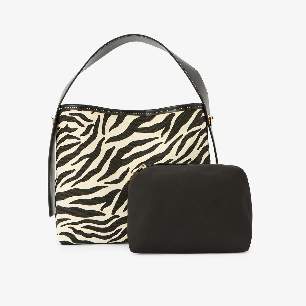 Sac épaule motif zèbre beige et marron - Image 6