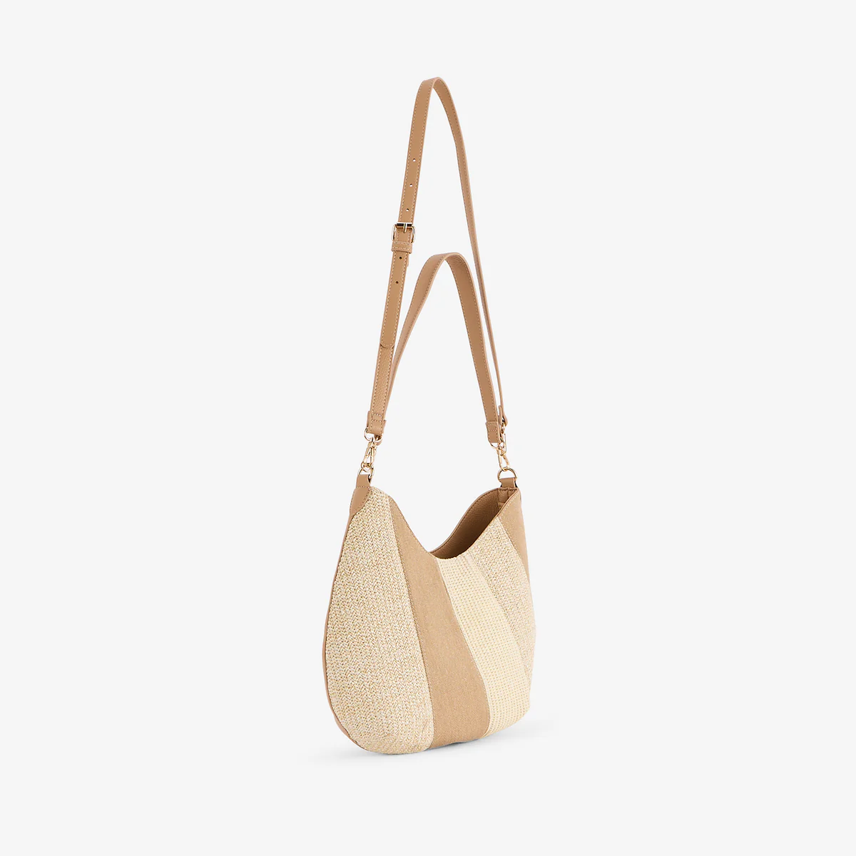 Sac épaule patchwork beige - Image 4