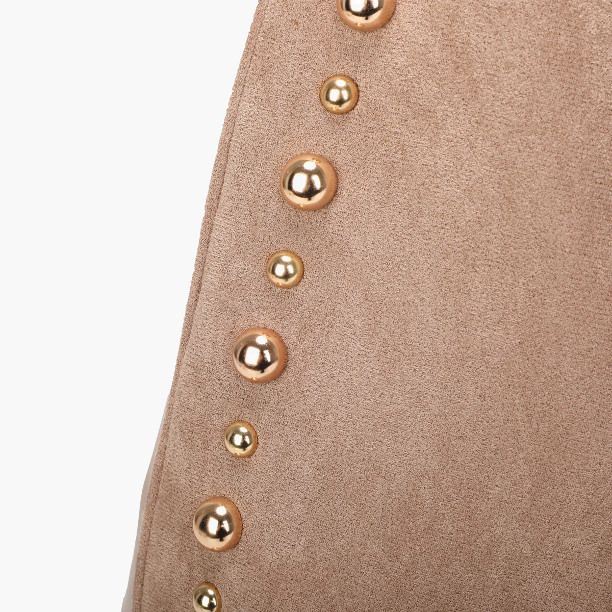 Sac hobo porté épaule effet suédé beige et clouté - Image 5